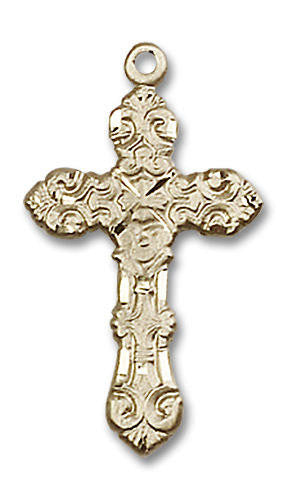 Embellished Large Cross Pendant - 14kt Gold 1 x 1/2 6001