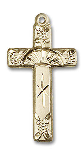 Embellished Large Cross Pendant - 14kt Gold 1 x 1/2 6009