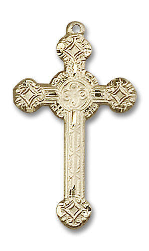 Embellished Large Cross Pendant - 14kt Gold 1 x 5/8 6006