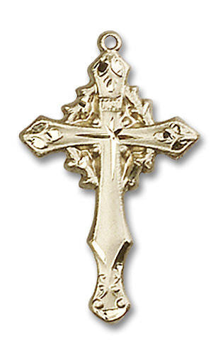 Embellished Large Cross Pendant - 14kt Gold 1 x 5/8 6019