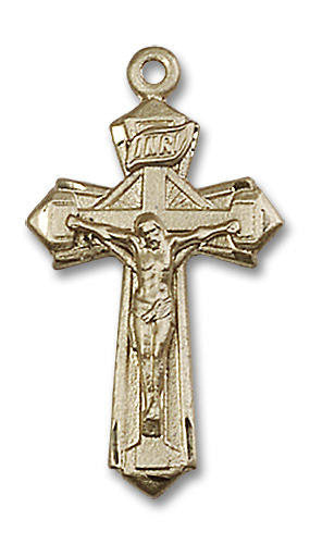 Embellished Large Crucifix Pendant - 14kt Gold 1 1/8 x 5/8 6092