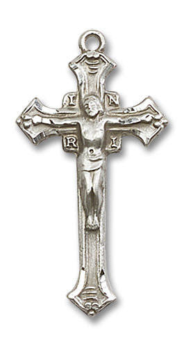 Embellished Large Crucifix Pendant - Sterling Silver 1 1/8 x 5/8 2187SS