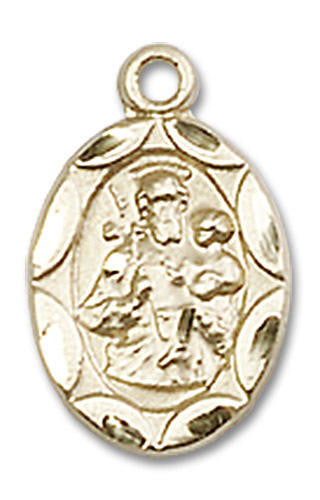Embellished St Joseph Medal Charm - 14kt Gold Oval Pendant 0301K