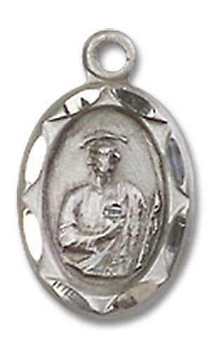 Embellished St Jude Medal Charm - Sterling Silver Oval Pendant 0301JSS