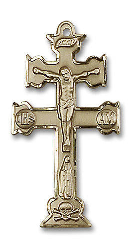 Extra Large Caravaca Crucifix Pendant - 14kt Gold 1 1/2 x 3/4 6084