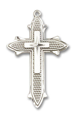 Extra Large Embellished Cross On Cross Pendant - Sterling Silver 1 3/8 x 3/4 6059SS