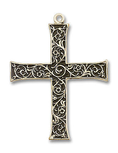 Extra Large Embellished Cross Pendant - 14kt Gold 1 5/8 x 1 1/4 6029