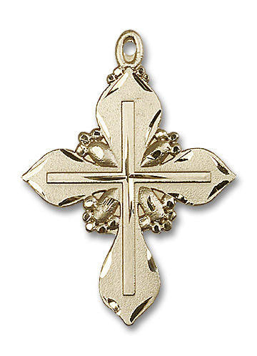 Extra Large Embellished Cross Pendant - 14kt Gold 1 5/8 x 1 1/8 6060