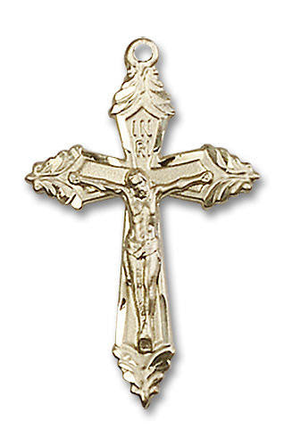 Extra Large Embellished Crucifix Pendant - 14kt Gold 1 5/8 x 1 0665