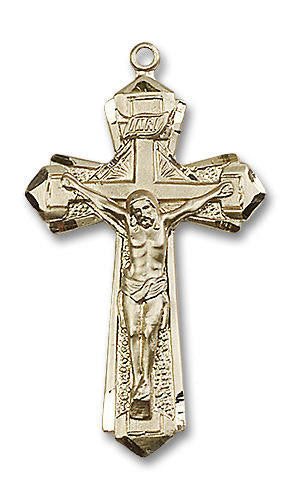 Extra Large Embellished Crucifix Pendant - 14kt Gold 1 5/8 x 7/8 0650