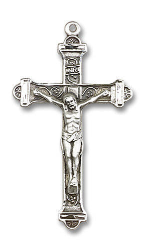 Extra Large Embellished Crucifix Pendant - Sterling Silver 1 7/8 x 1 0658SS