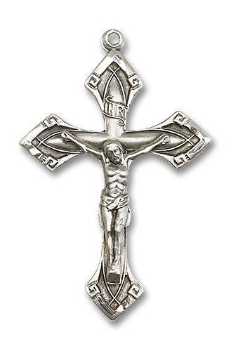 Extra Large Embellished Crucifix Pendant - Sterling Silver 1 7/8 x 1 1/8 0638SS