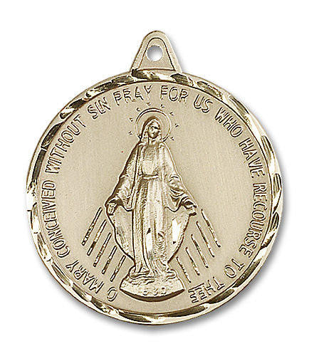 Extra Large Miraculous Medal - 14kt Gold 1 3/8 x 1 1/4 Round Pendant 0203M