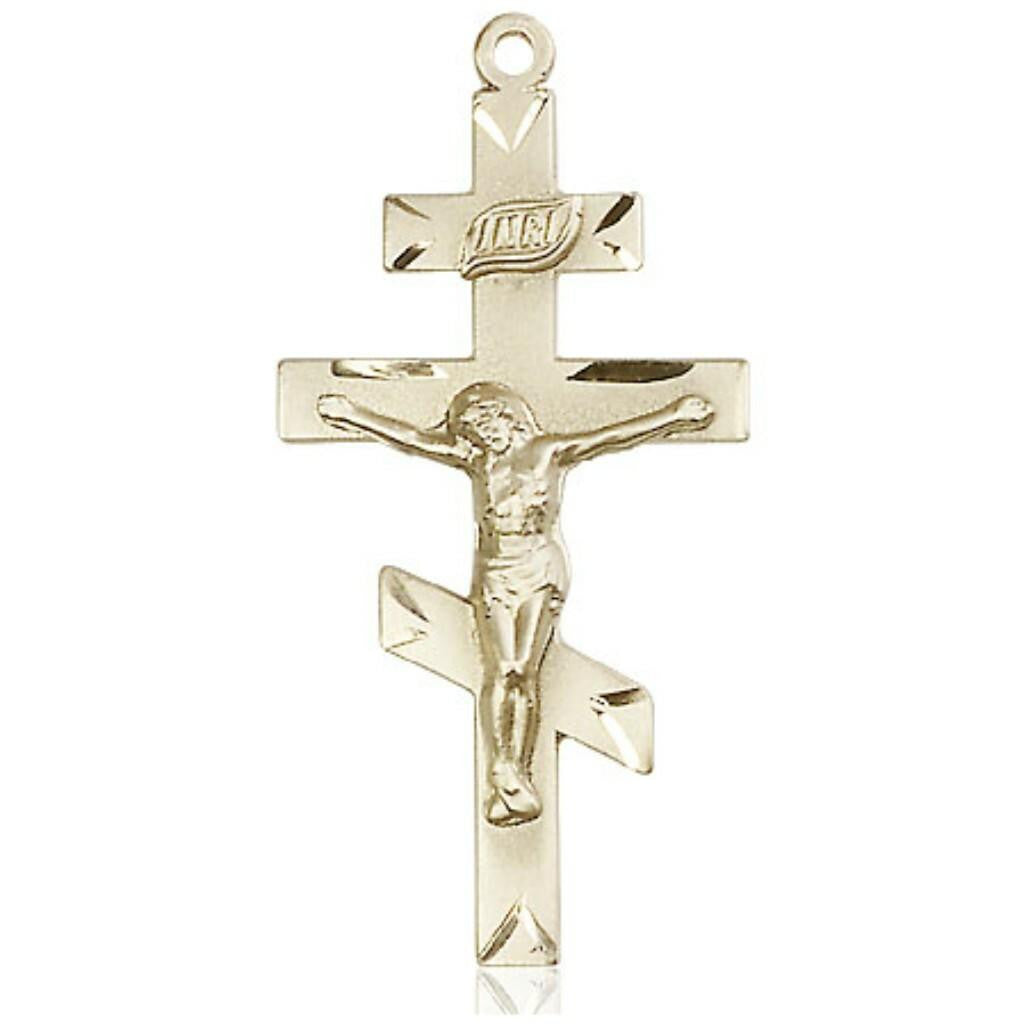 Extra Large Orthodox Crucifix Pendant - 14kt Gold 1 3/8 x 5/8 0249