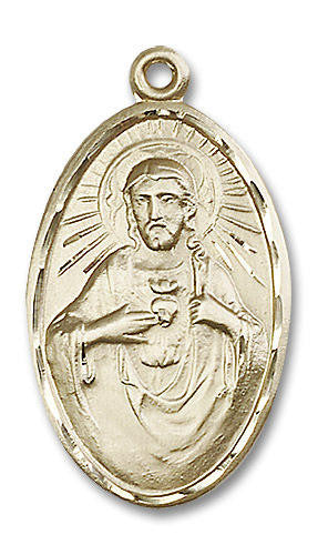 Extra Large Scapular Medal - 14kt Gold 1 3/8 x 3/4 Oval Pendant 1654