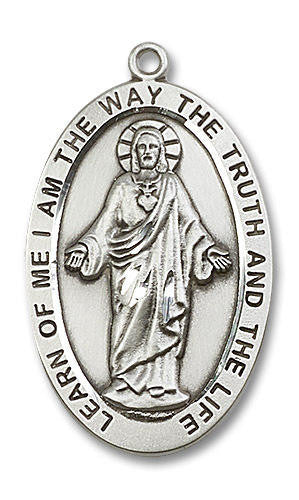 Extra Large Scapular Medal - Sterling Silver 1 5/8 x 1 Oval Pendant 5853SS