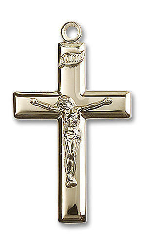 Extra Large Simple Crucifix Pendant - 14kt Gold 1 3/8 x 3/4 2193