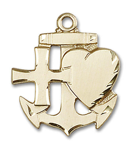 Faith, Hope and Charity Pendant - 14kt Gold 7/8 x 3/4 6045