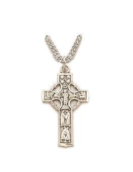 Figures Celtic Cross Necklace - Sterling Silver 20 Stainless Steel Chain SX8871SH