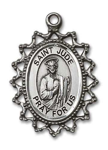 Filligree St Jude Medal - Sterling Silver 1 x 3/4 Pendant 1619JSS