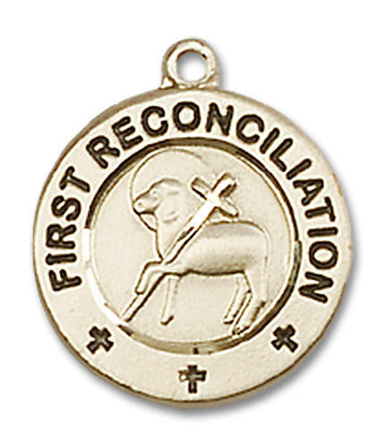 First Reconciliation Medal - 14kt Gold 5/8 x 1/2 Round Pendant 4008