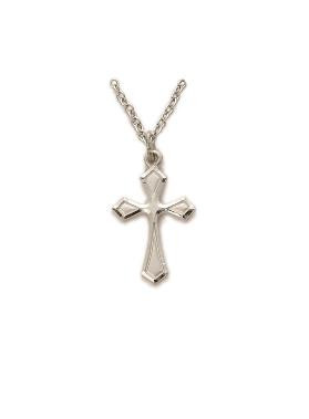 Flared Cross Necklace - Sterling Silver Pendant on 18 Stainless Chain SX8348SH