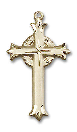 Fleur de Lis Large Cross Pendant - 14kt Gold 1 x 5/8 6011