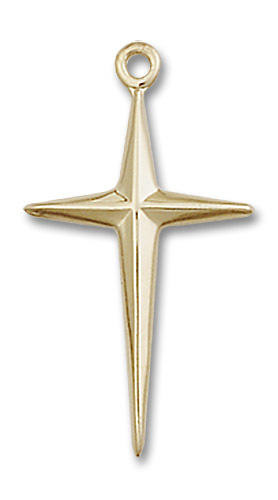 Four Pointed Large Cross Pendant - 14kt Gold 1 x 1/2 6038