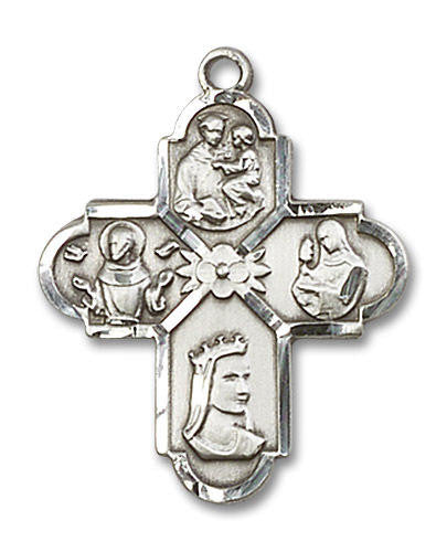 Franciscan 4-Way Medal - Sterling Silver 1 x 7/8 Pendant 5700SS
