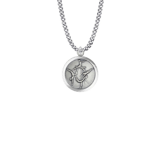 Girls St Christopher Gymnastics Necklace - Sterling Silver Round Medal On 20 Stainless Chain SM0944SH