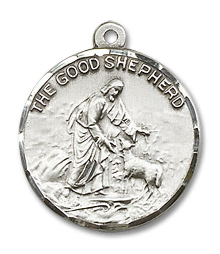 Good Shepherd Medal - Sterling Silver 7/8 x 3/4 Round Pendant 4264SS