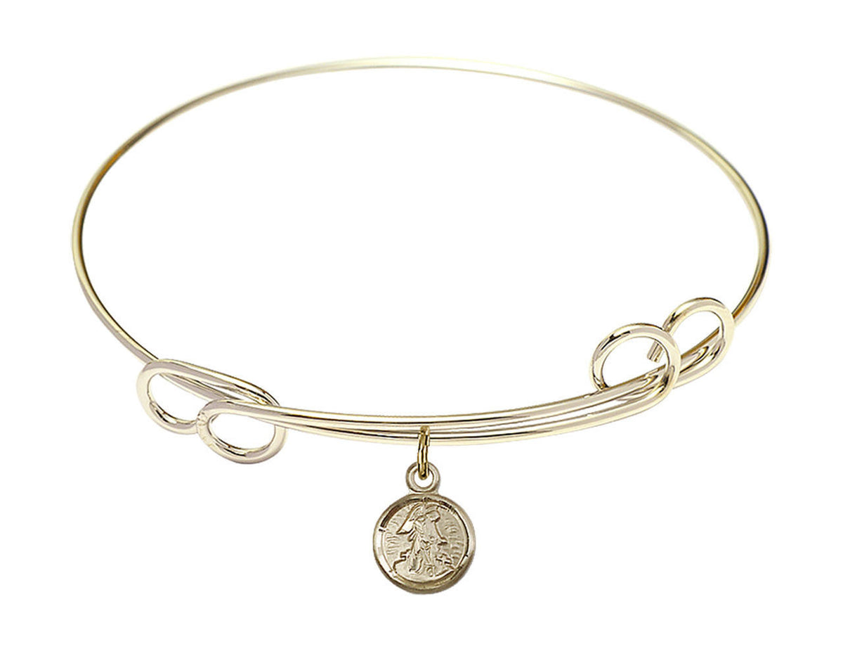 Guardian Angel Double Loop Bangle Bracelet - Gold-Filled Charm