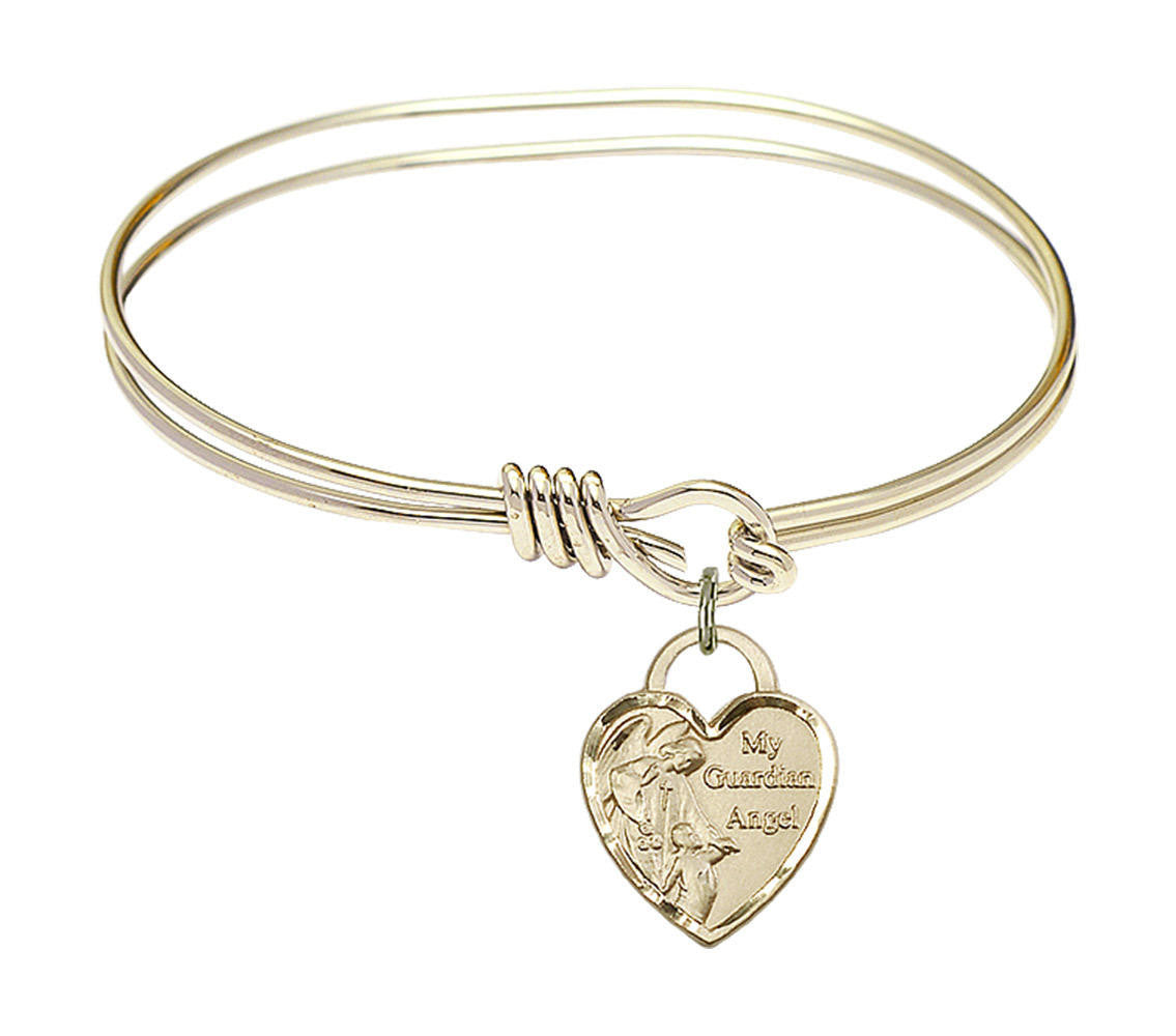 Guardian Angel Heart Eye Hook Bangle Bracelet - Gold-Filled Charm 3402GF