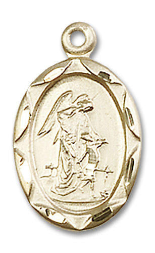Guardian Angel Medal - 14kt Gold 3/4 x 3/8 Pendant 0612E
