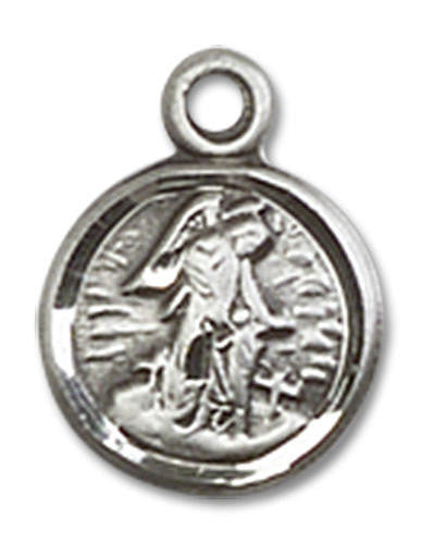 Guardian Angel Medal Charm - Sterling Silver Round Pendant 2340SS
