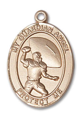 Guardian Angel Womens Track and Field Medal - 14kt Gold 3/4 x 1/2 Oval Pendant 8710