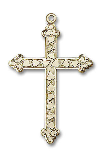 Heart Cross Pendant - 14kt Gold 1 5/8 x 1 6033