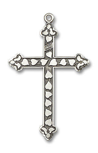 Heart Cross Pendant - Sterling Silver 1 5/8 x 1 6033SS