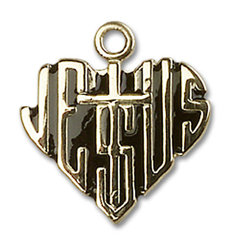 Heart of Jesus with Cross Pendant - 14kt Gold 5/8 x 5/8 6043