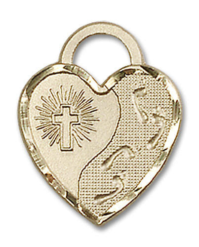Heart Shaped Footprints Pendant - 14kt Gold 3/4 x 5/8 3207