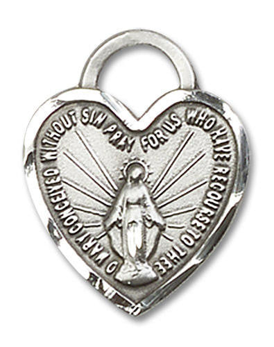 Heart Shaped Miraculous Pendant - Sterling Silver 3/4 x 5/8 3201SS