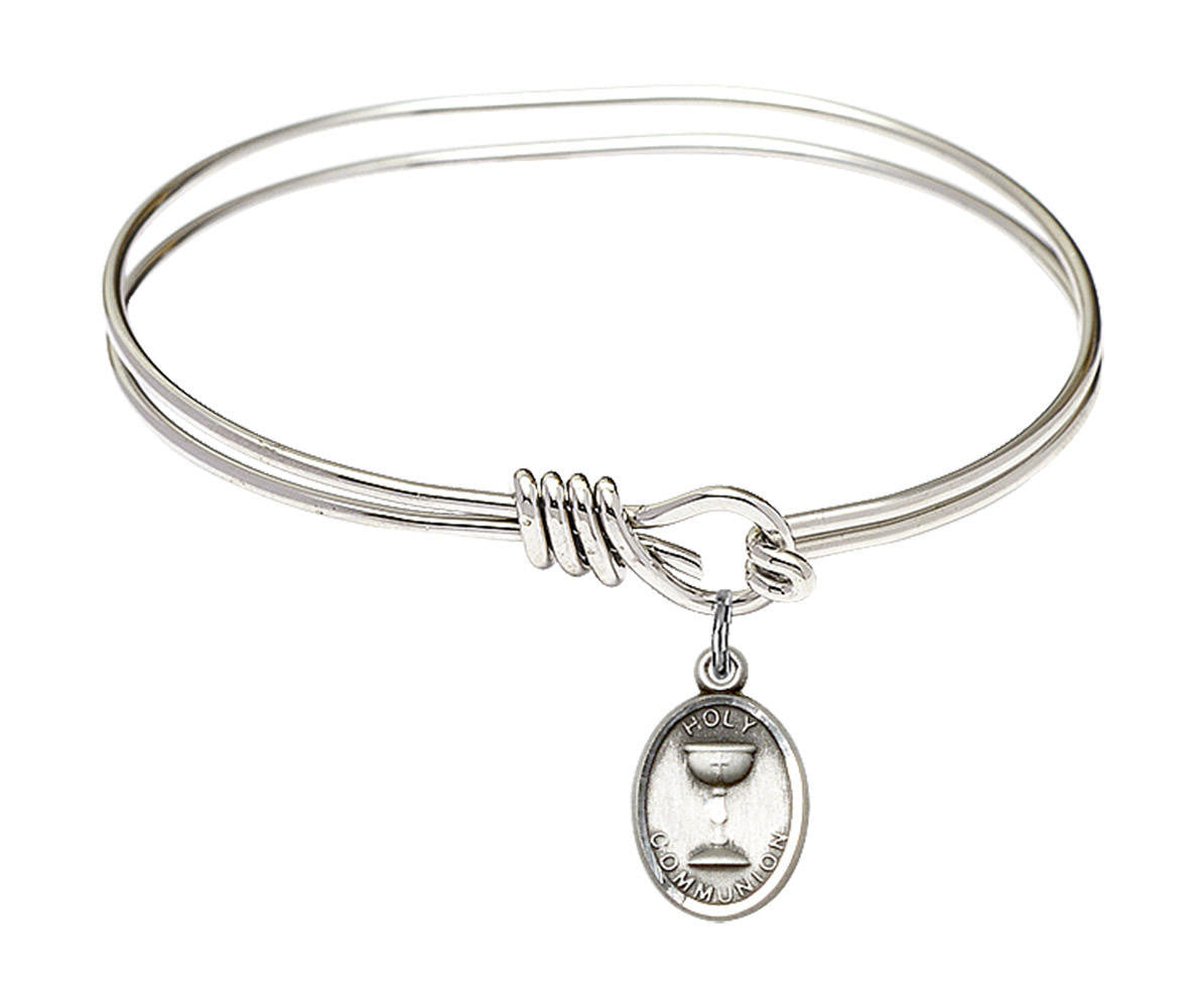 Holy Communion Eye Hook Bangle Bracelet - Sterling Silver Charm 0976SS