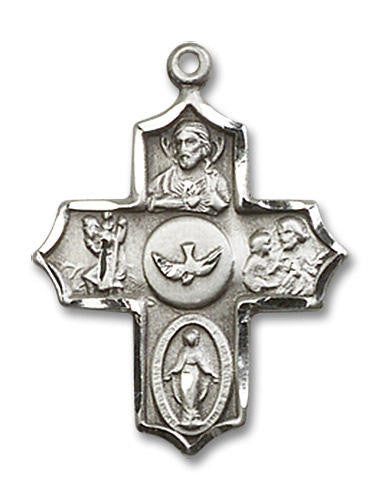 Holy Spirit 5-Way Medal - Sterling Silver 7/8 x 5/8 Pendant 4255SS