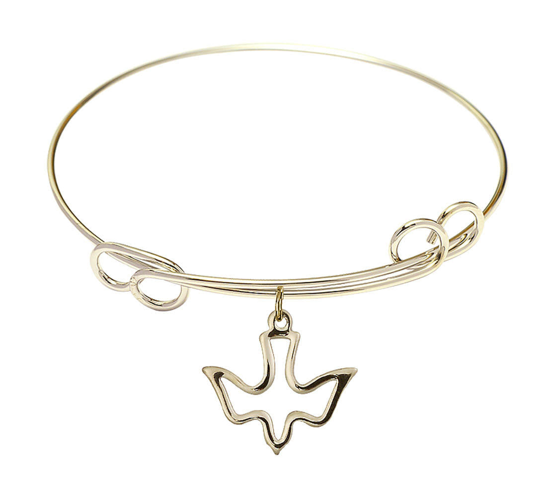 Holy Spirit Double Loop Bangle Bracelet - Gold-Filled Charm 1510GF