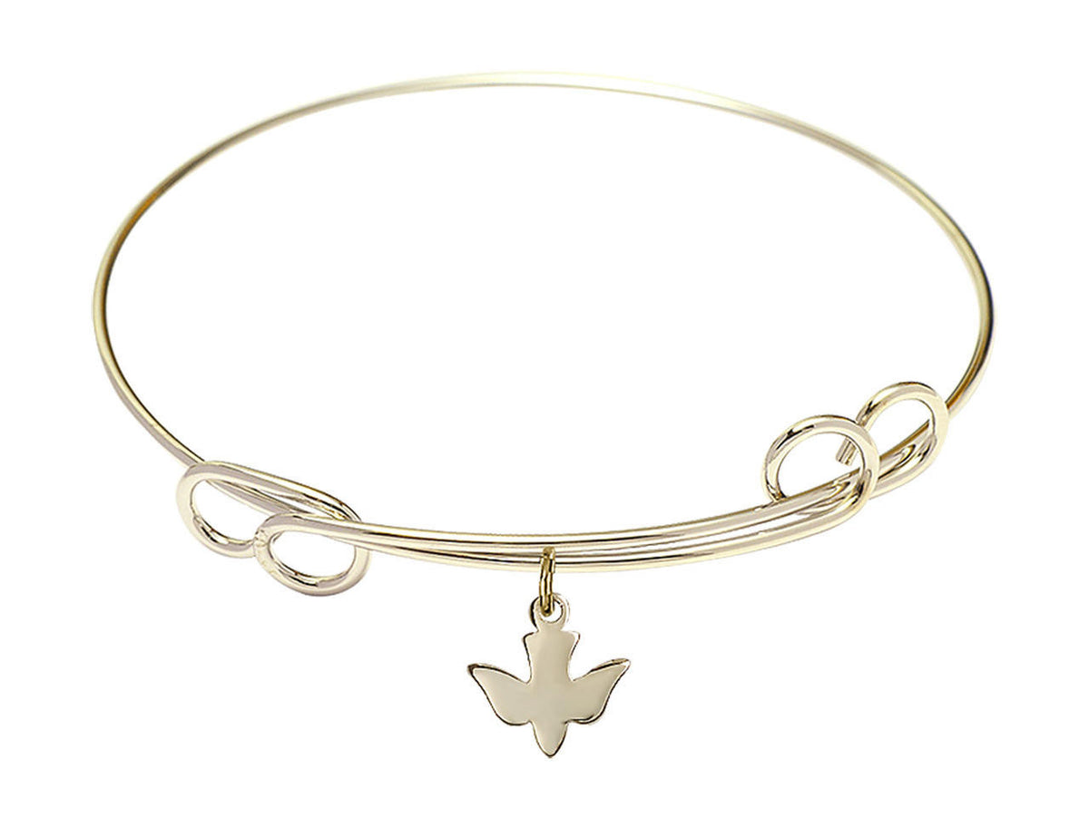 Holy Spirit Double Loop Bangle Bracelet - Gold-Filled Charm