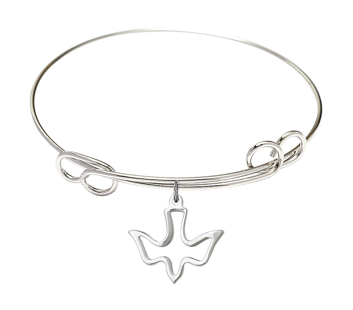 Holy Spirit Double Loop Bangle Bracelet - Sterling Silver Charm 1510SS