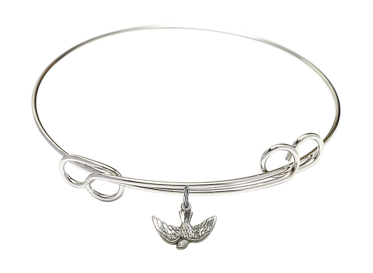 Holy Spirit Double Loop Bangle Bracelet - Sterling Silver Charm 5911SS