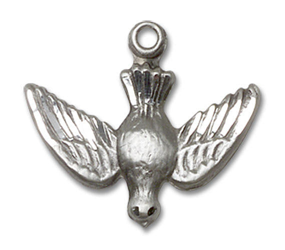Holy Spirit Dove Pendant - Sterling Silver 3/4 x 7/8 1628SS