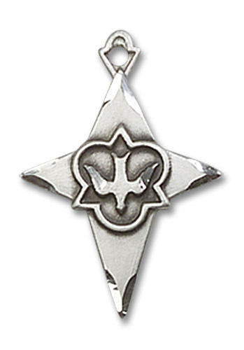 Holy Spirit Four Pointed Cross Pendant - Sterling Silver 3/4 x 1/2 5928SS