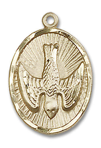 Holy Spirit Medal - 14kt Gold Oval Pendant 2 Sizes
